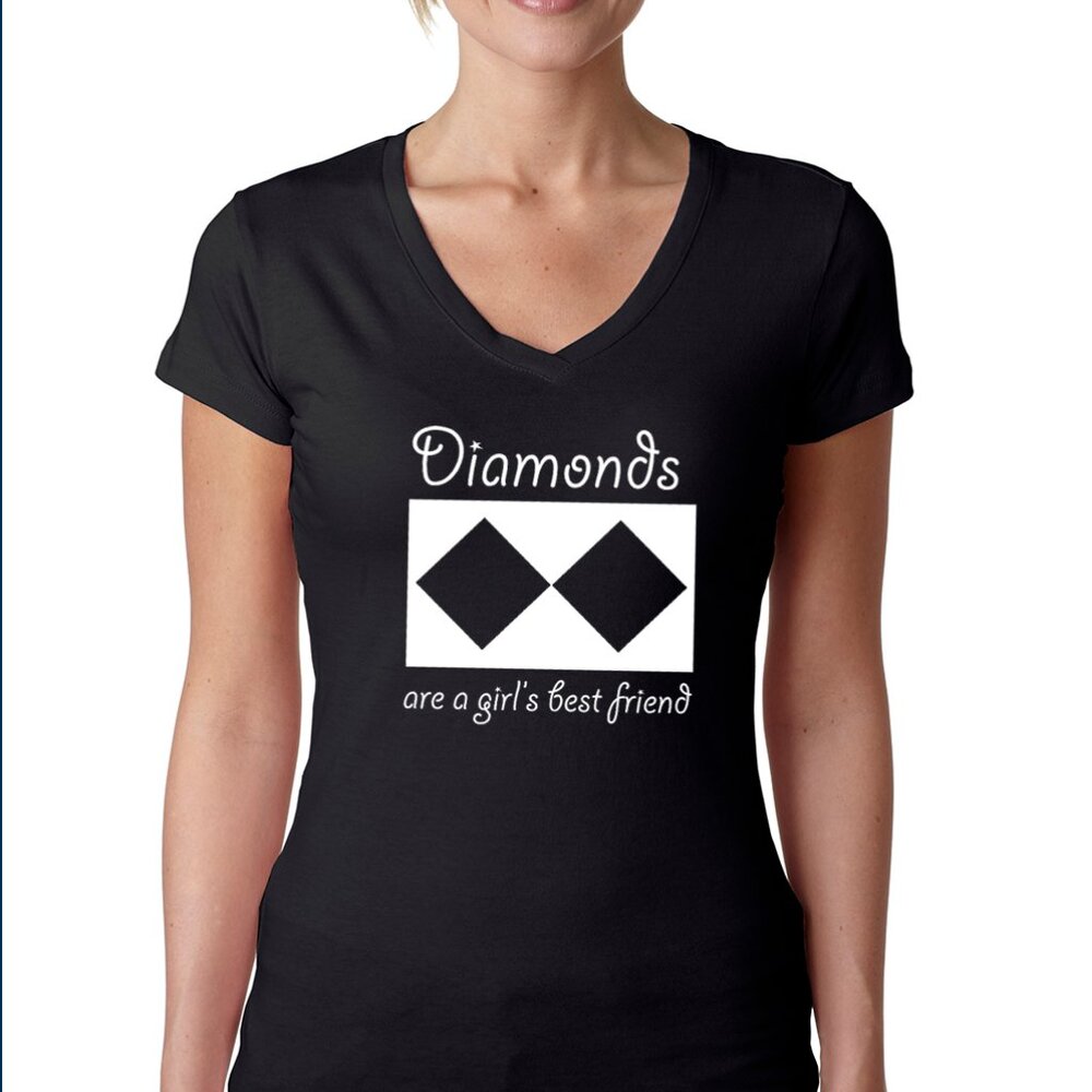 Diamonds are a Girls Best Friend Ski V-Neck T-shirt - Picture 2 of 2